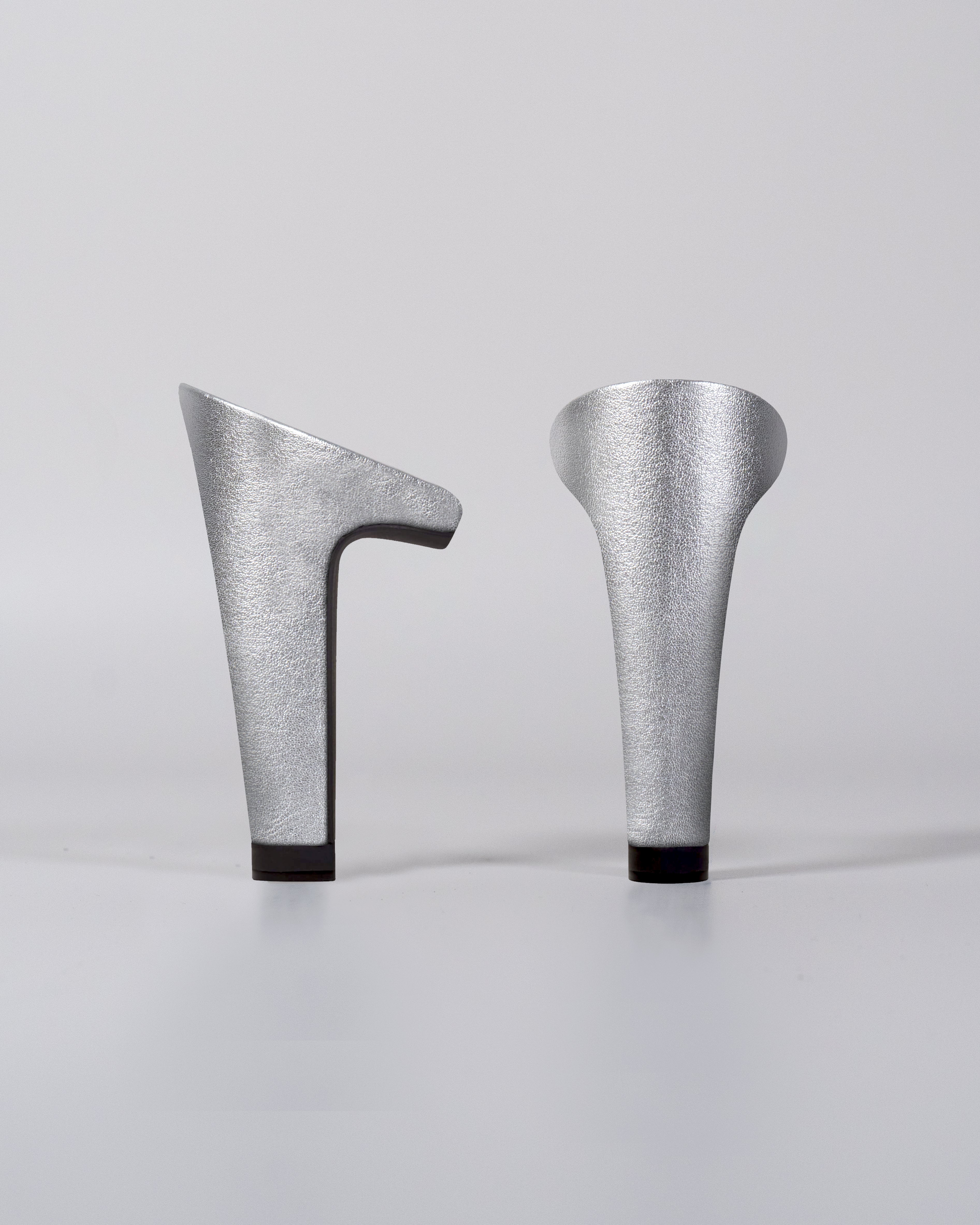 Tacco Pelle Vegana Argento