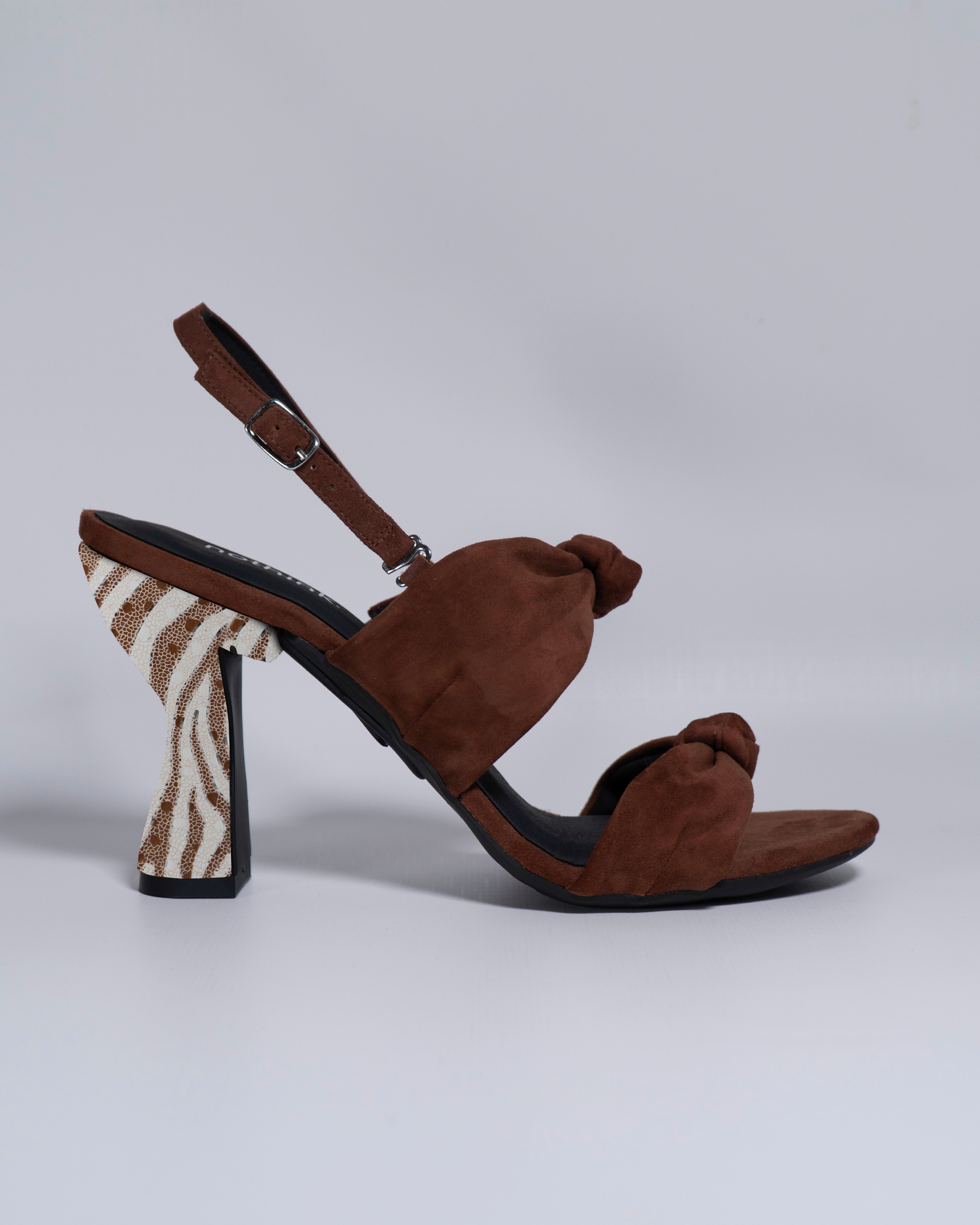 Sandalo Hanoi Marrone Tacco Stampa Zebrata