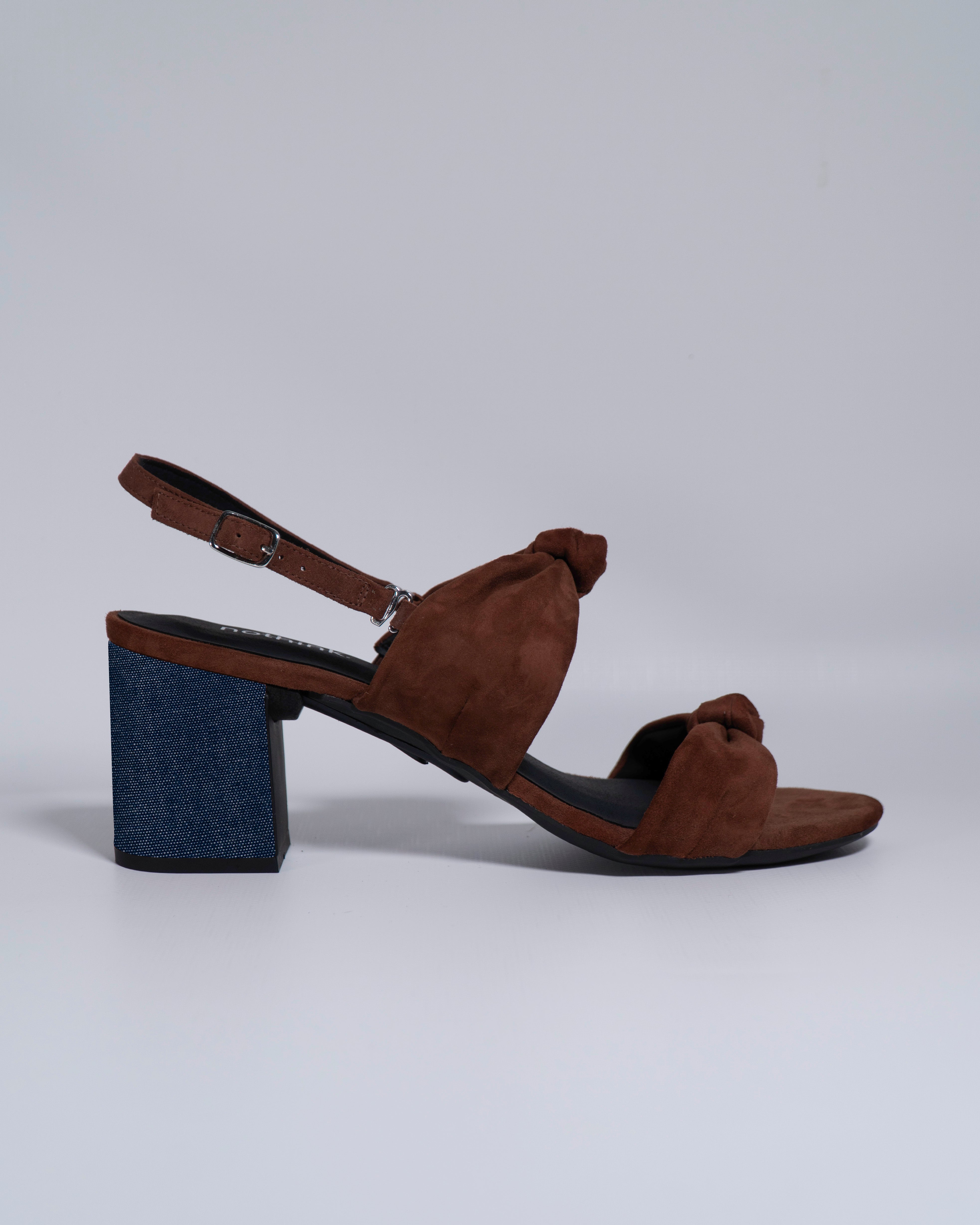 Sandal Hanoi Brown Heel Denim