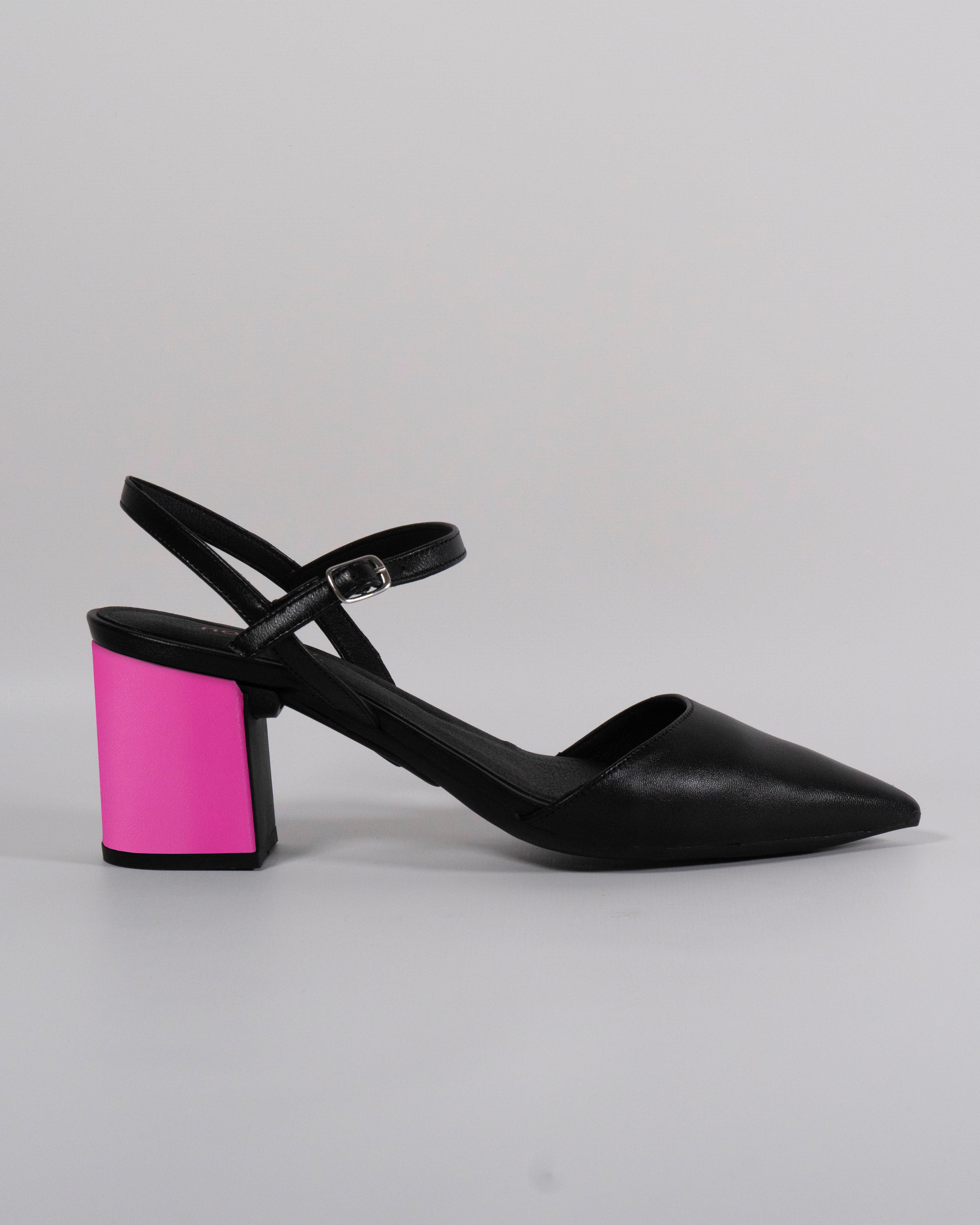 London Black with Fuchsia Heel