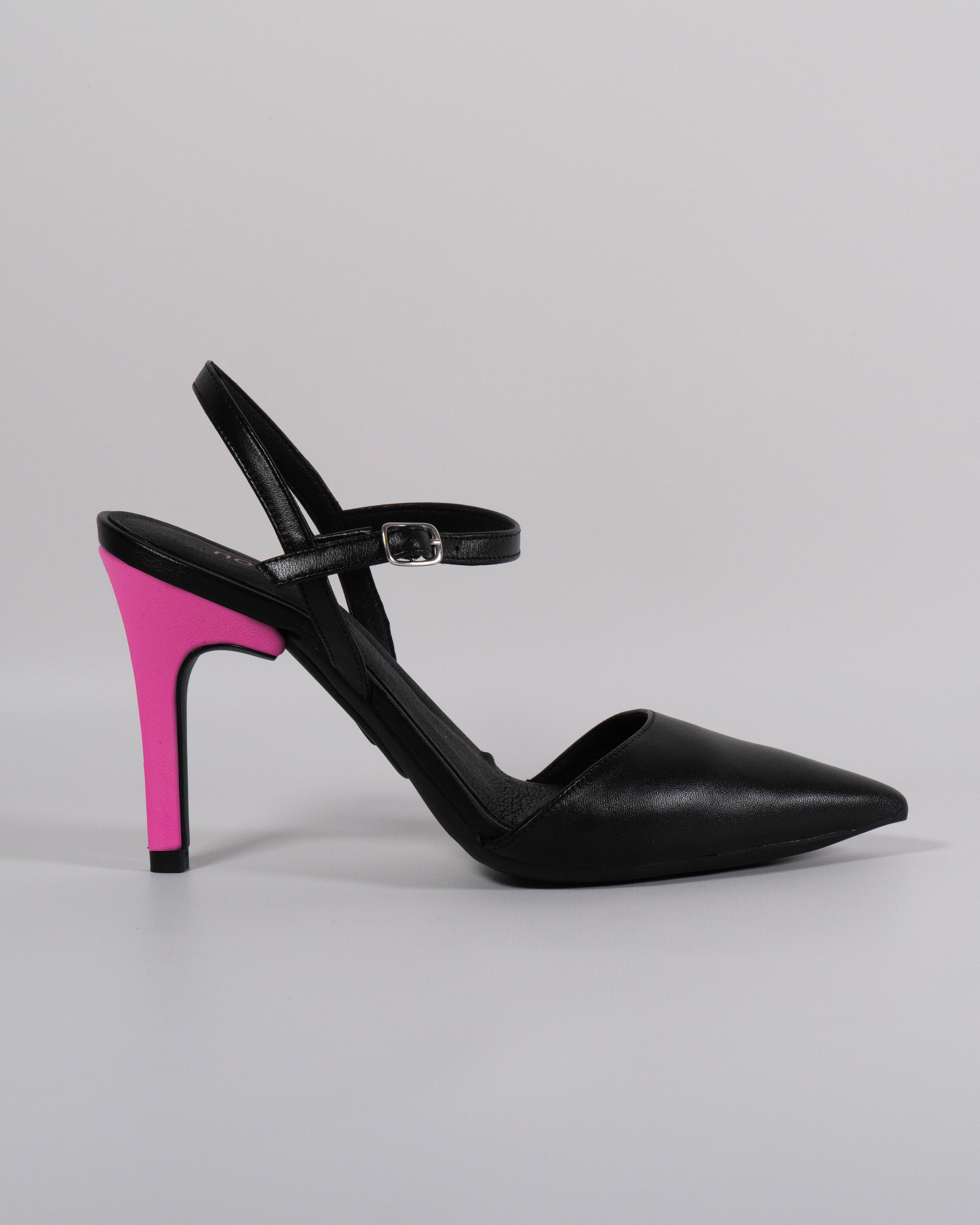 London Black with Fuchsia Heel