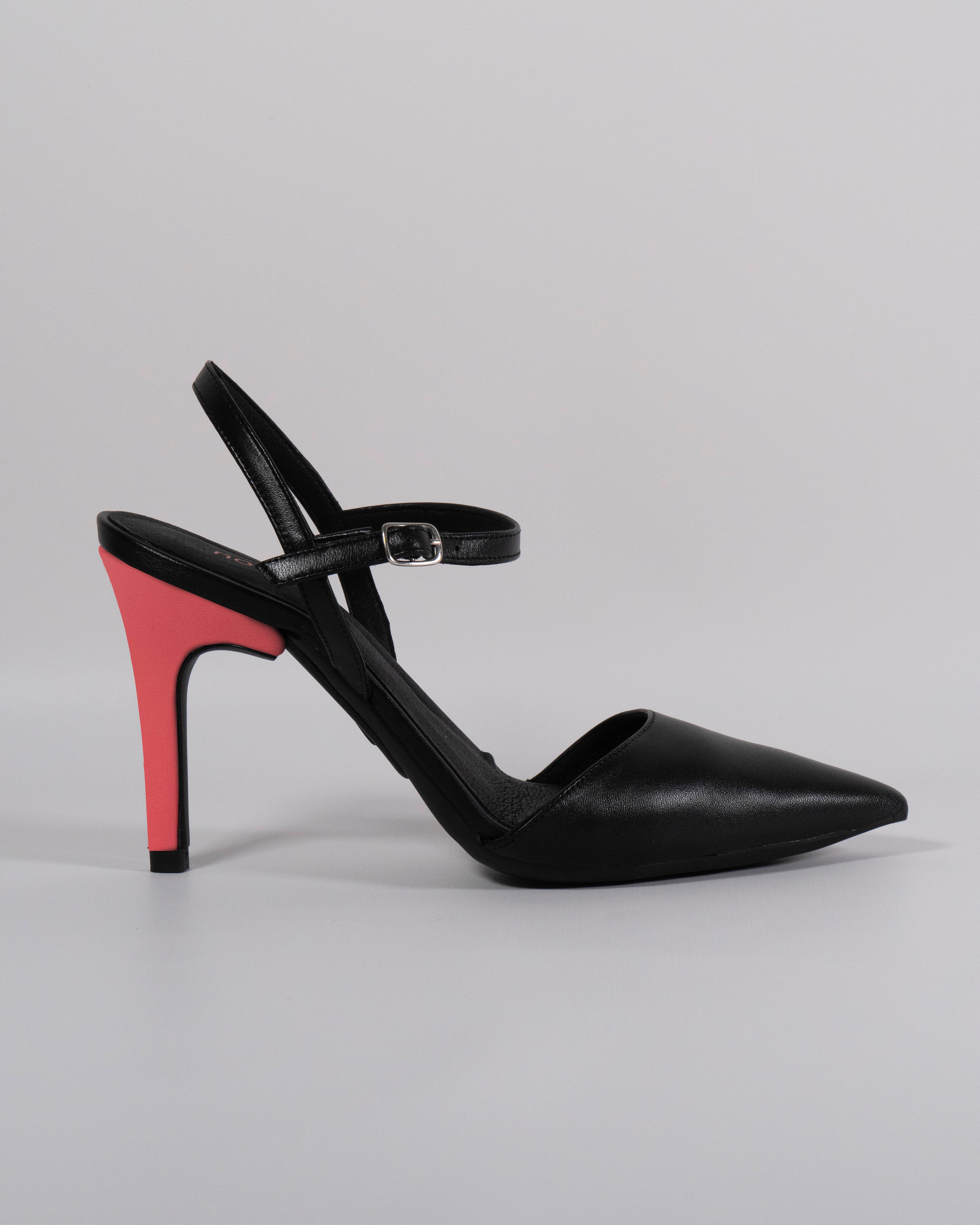 London Black with Coral Heel