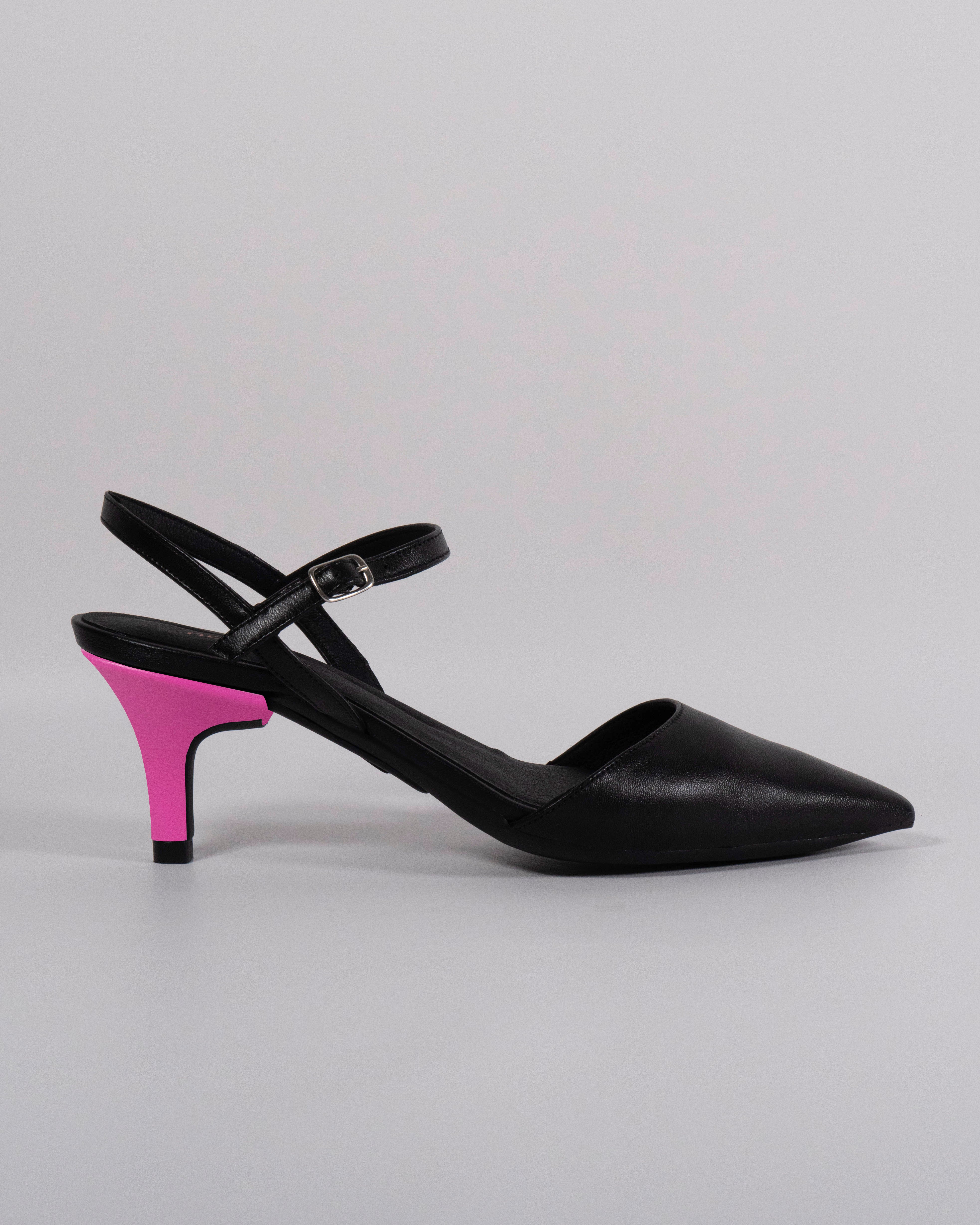 London Black with Fuchsia Heel