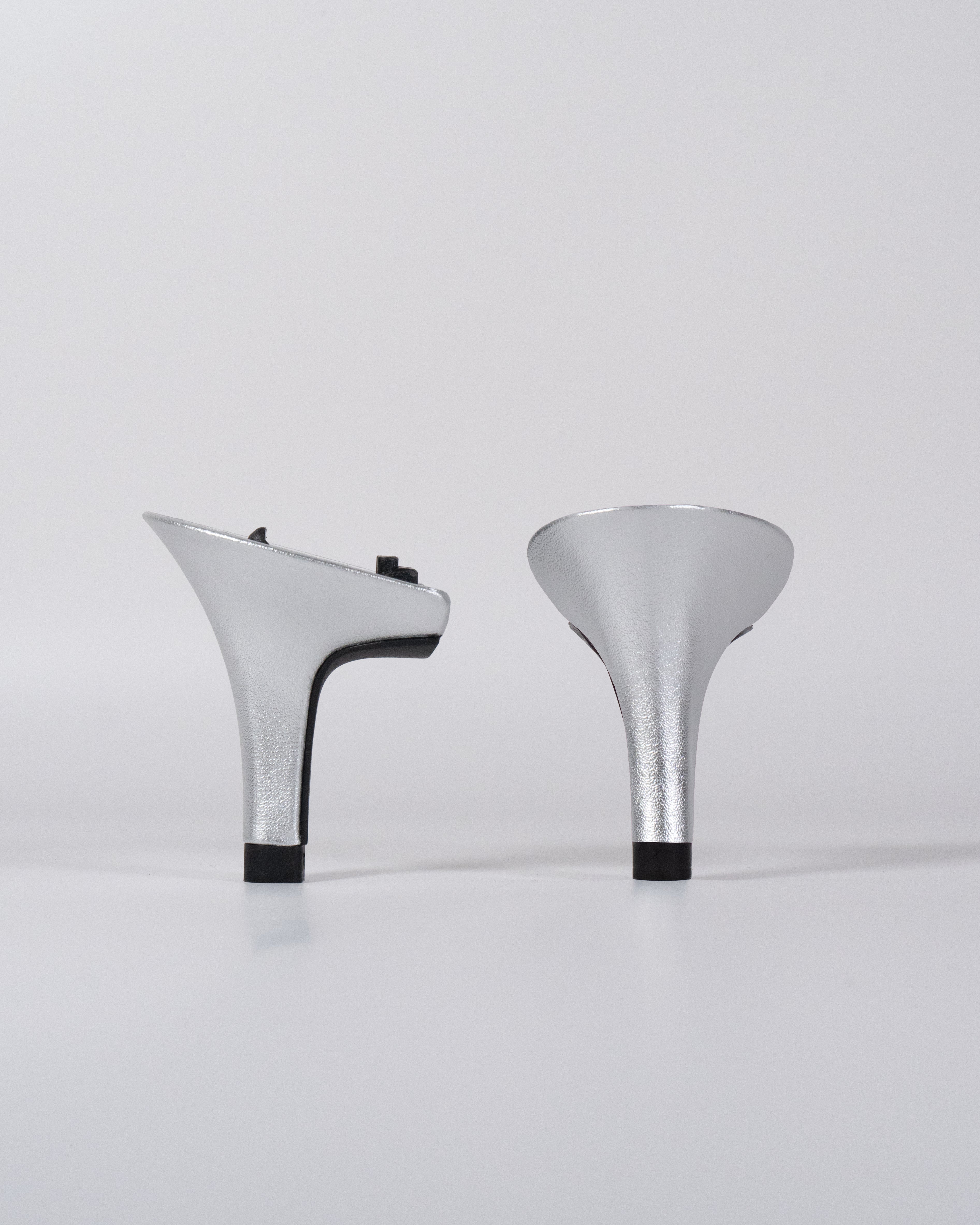 Tacco Pelle Vegana Argento