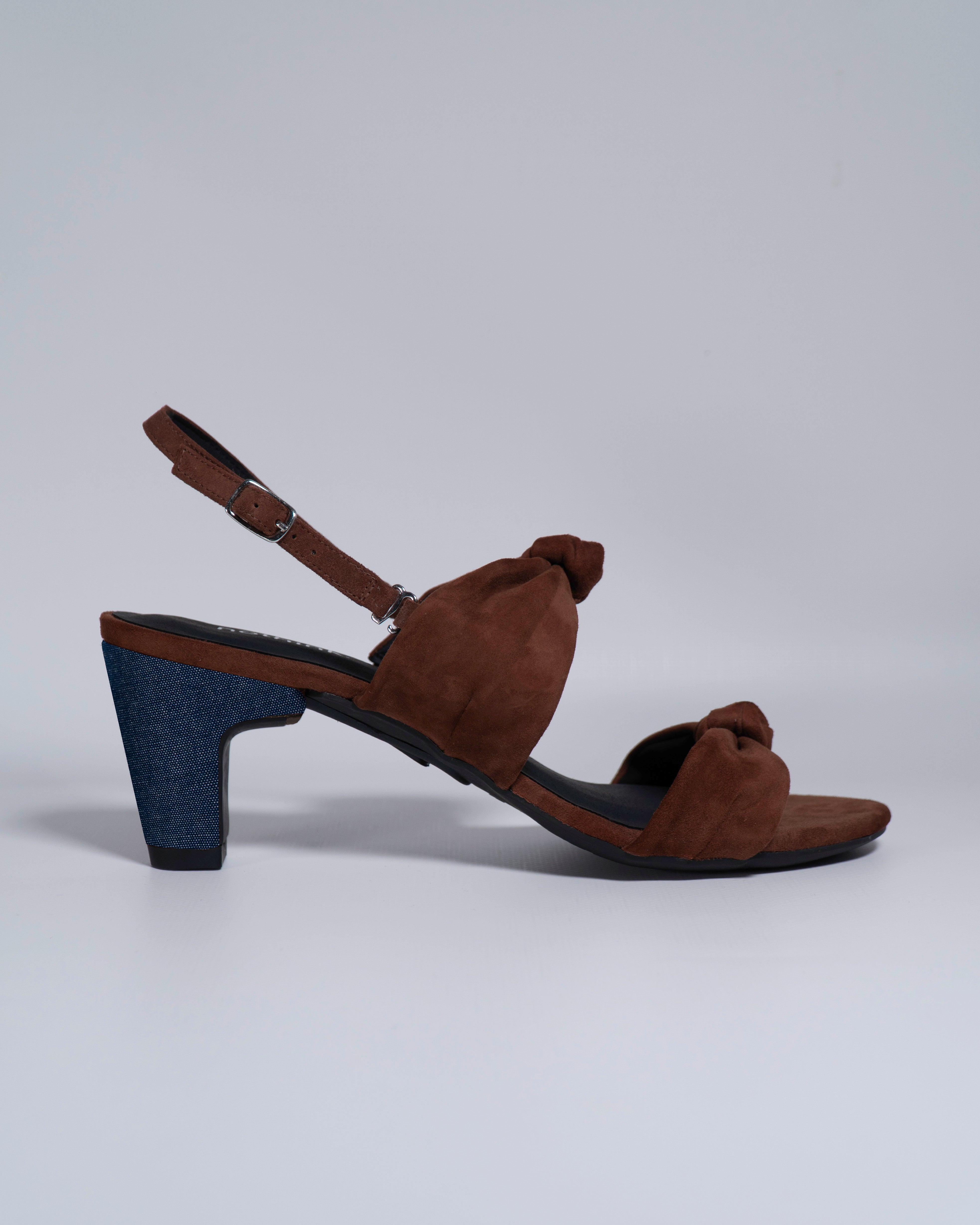 Sandal Hanoi Brown Heel Denim