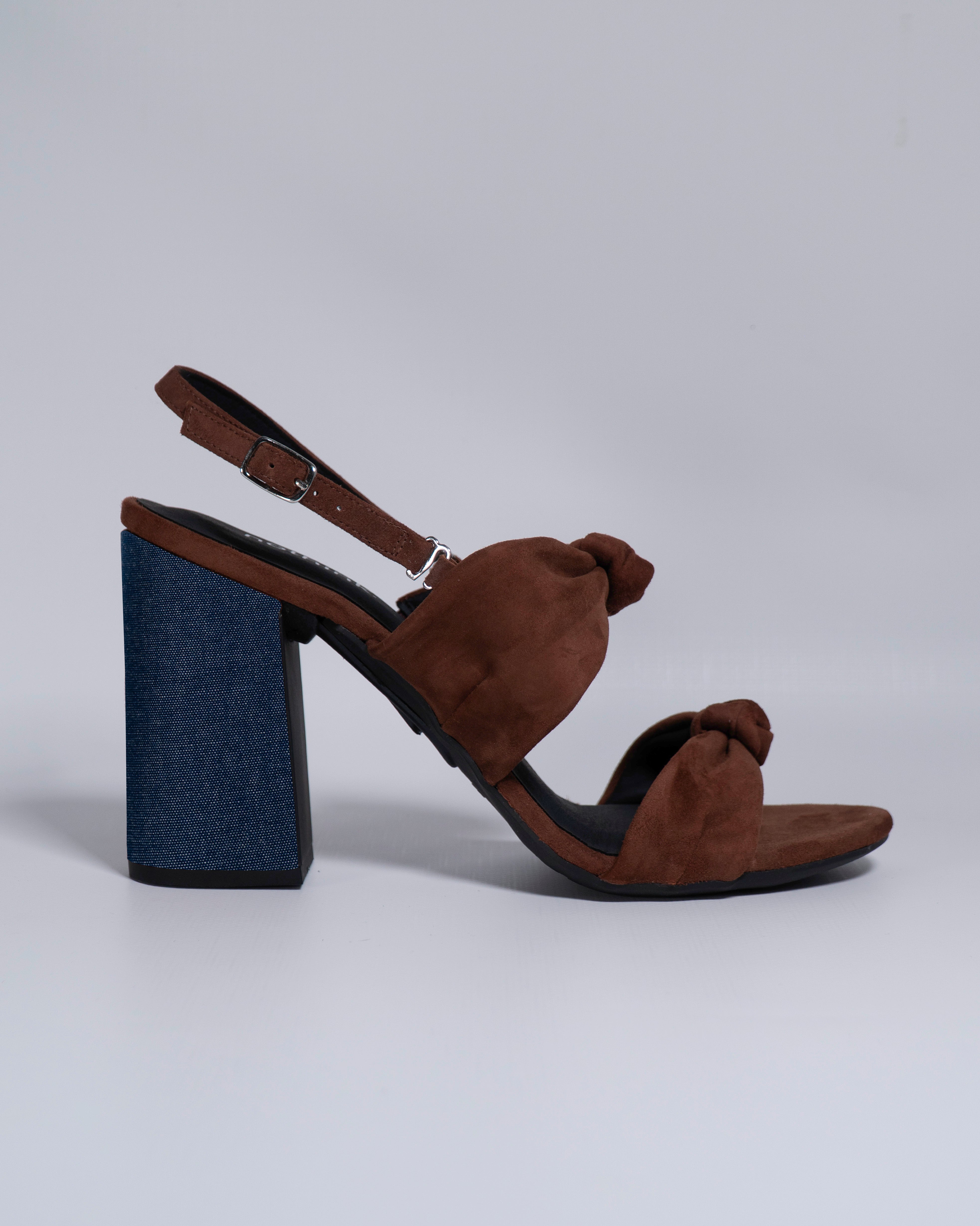 Sandal Hanoi Brown Heel Denim