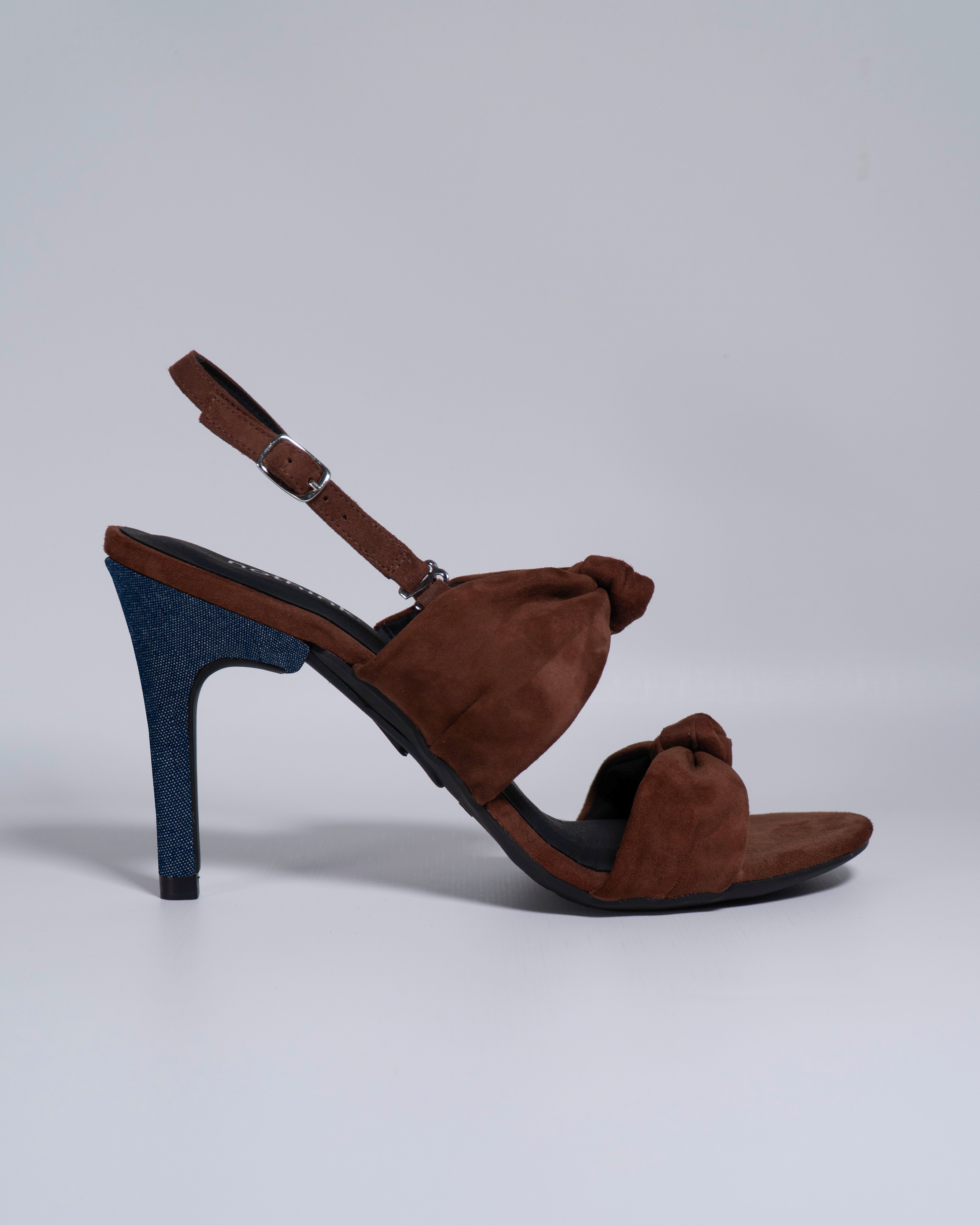 Sandal Hanoi Brown Heel Denim