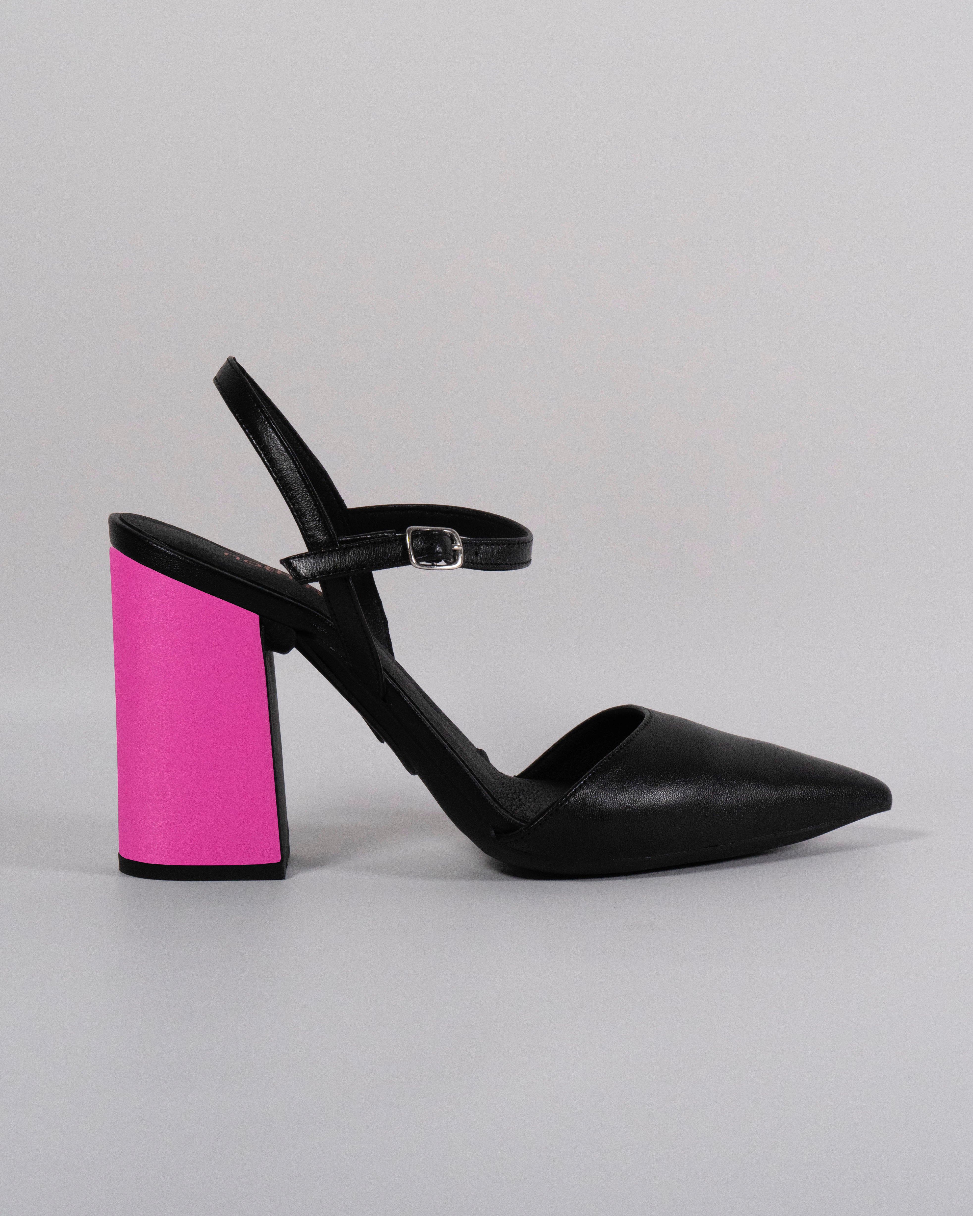 London Negro con Tacón Fucsia