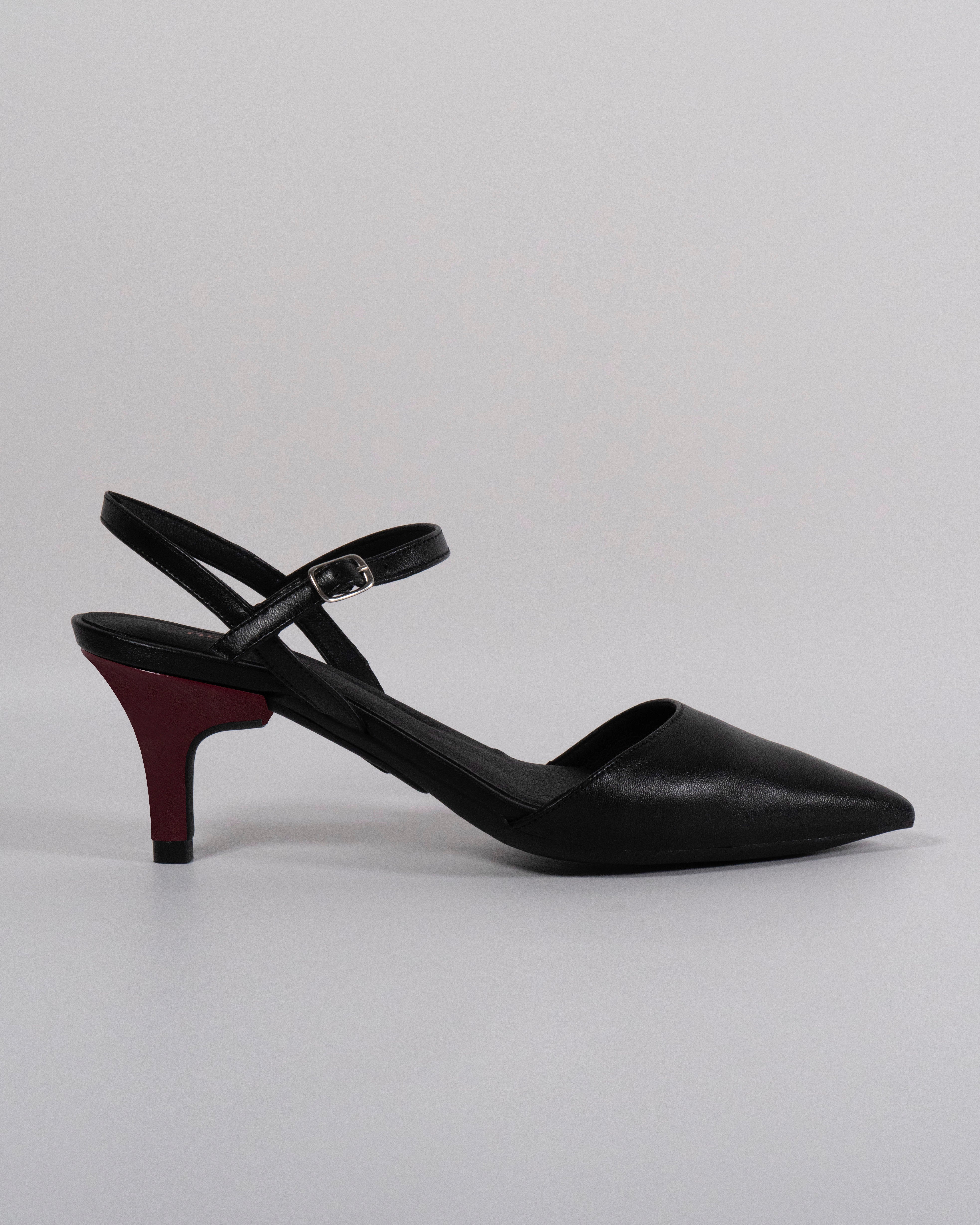 London Nero con Tacco Bordeaux