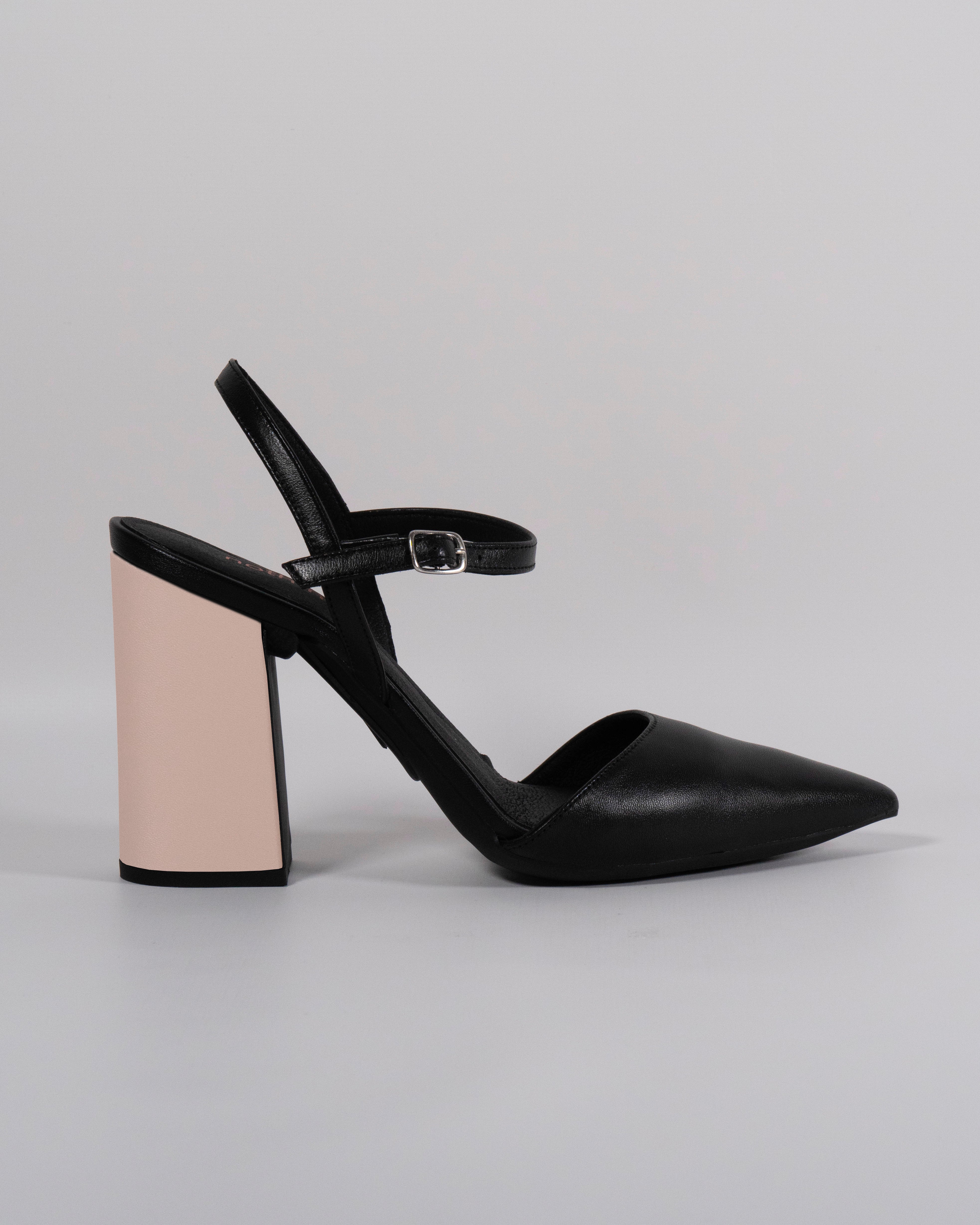 London Nero con Tacco Nude