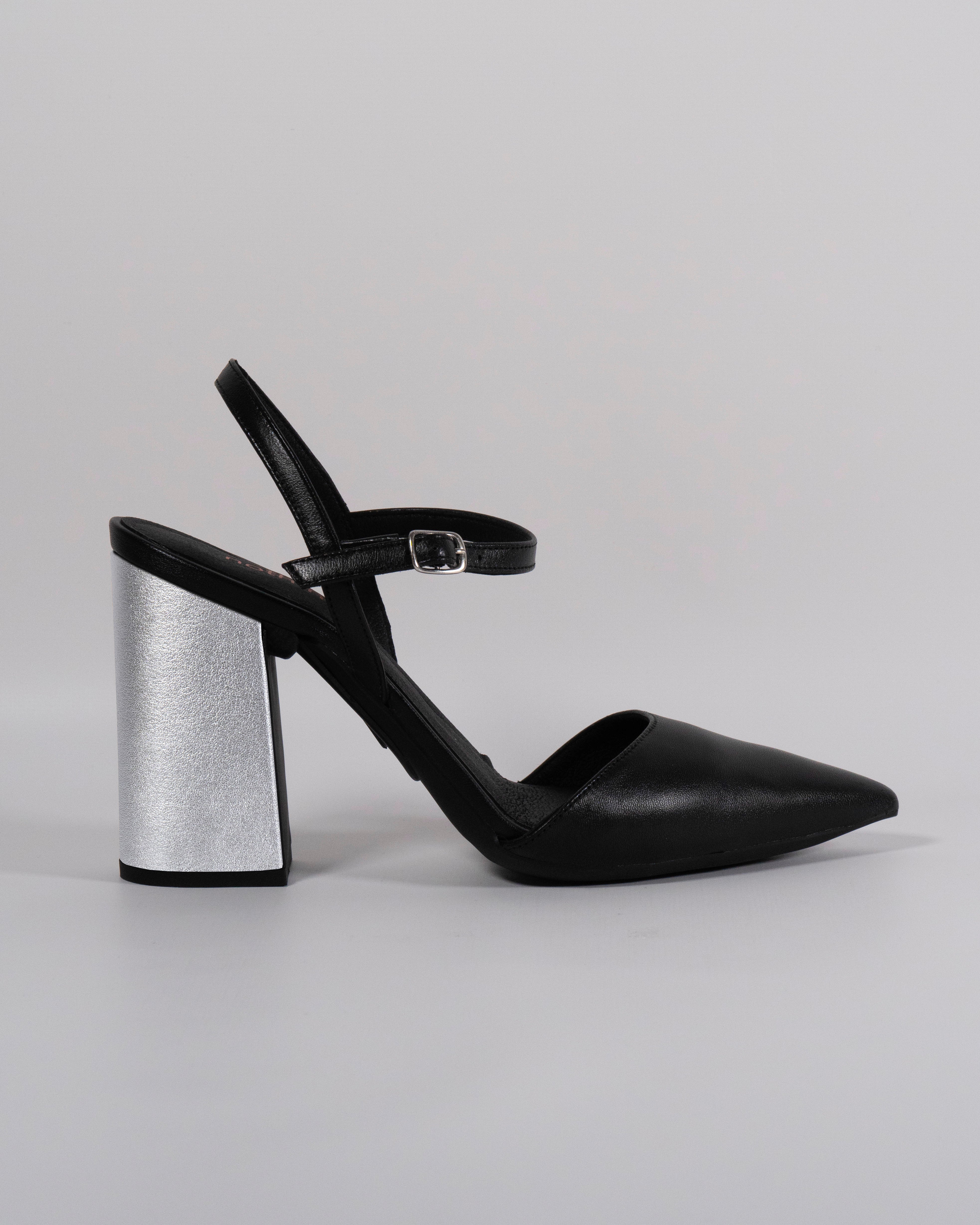 London Nero con Tacco Argento